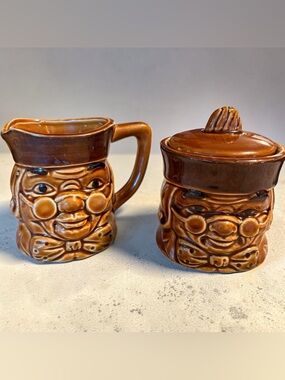 Ben Franklin Toby Creamer & Sugar Bowl Set Japan
